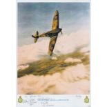 The Spitfire (our angel) print by Reg Payne. Signed by 4 including Johnson, Donald and 2 others.