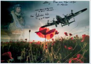 A Collage of an Airman, A Lancaster in Flight over a Poppy Field, Lest We Forget, Colour Photo