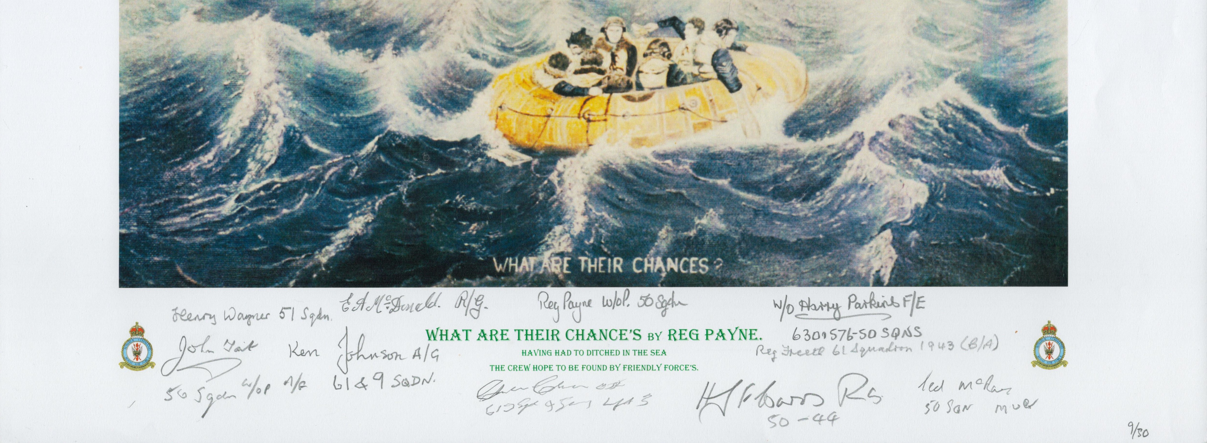 What are their chance's print by Reg Payne. Signed by 9 including Wagner, Johnson, Donald, Freeth, - Image 2 of 2