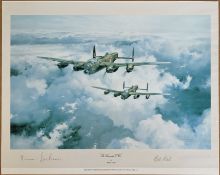 The Lancaster V.C.s By Robert Taylor, Large Colour Print Signed by Norman Jackson V.C. Bill Reid V.
