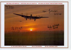 Laurence Binyon's Poem For The Fallen with Lancasters in Flight at Sunset, Colour Photo Signed by