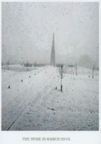 The Spire in March 2018. Black and White Photo Signed by 9 on the reverse including A Atkinson,