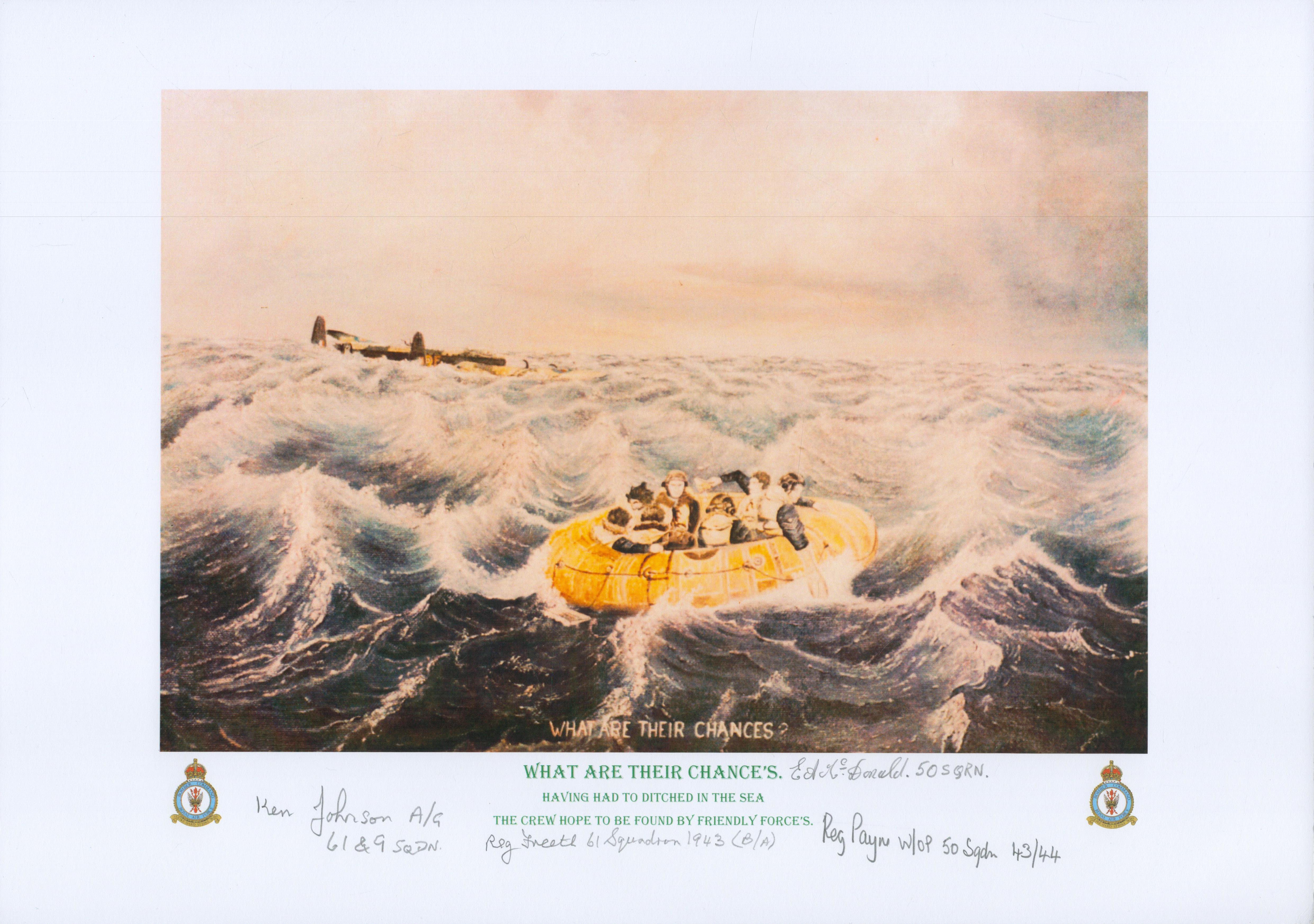 What are their chances print by Reg Payne. Signed by 3 Johnson, Freeth, Mcdonald. Reg Payne was