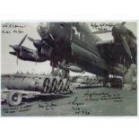 Lancaster VN - T of 50 squadron ready and waiting print by Reg Payne. Signed by 6 including Johnson,