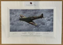 Supermarine Spitfire Mk1 By Philip E West Signed by 3 Harry Moon, Mike Penny, Peter May, plus the