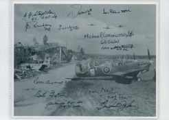 Fighter Pilots, Black and White Photo Signed by 12 including Adam Ostrowski, George Swanwick, approx