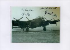 Bomber Boys, Black and White Photo Signed by 4 including Jack Watson, William Cleland, approx size 6