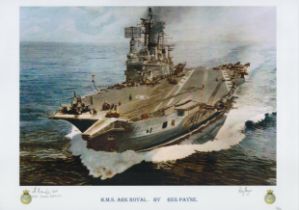 H.M.S. Ark Royal print by Reg Payne signed by 1. Numbered 2 of 30. Reg Payne was RAF flight crew