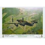 Lancaster, VN -B for Baker. 50 squadron print by Reg Payne. Signed by 4 Mcdonald, Mcrae, Parkins and