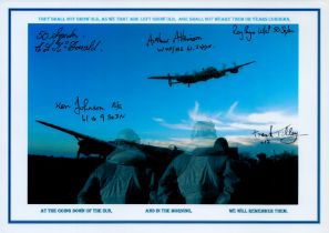 A Collage of two Airman and Laurence Binyon's Poem For The Fallen with Lancasters on the ground