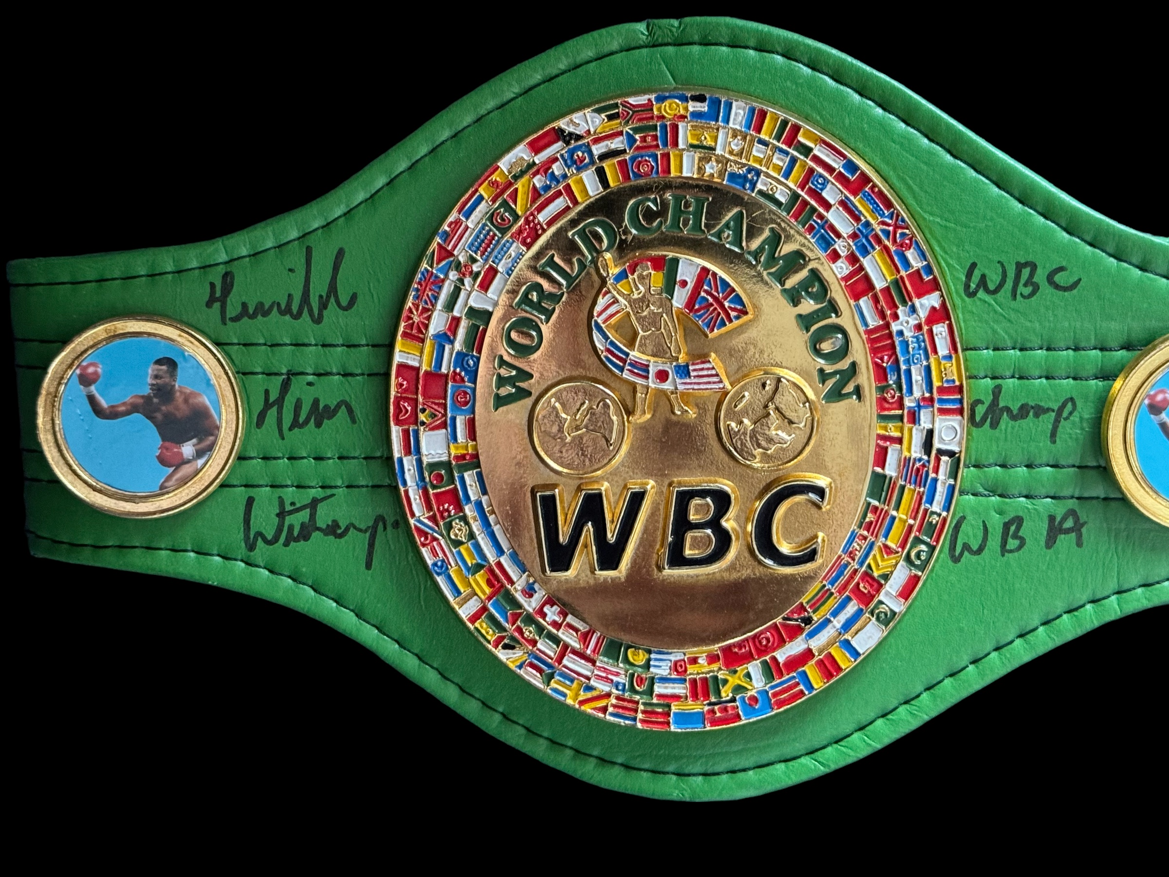 Tim Witherspoon signed WBC replica mini belt. Good condition. All autographs come with a Certificate - Image 2 of 2