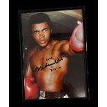 Muhammad Ali signed colour photo. Framed to approx size 12x8inch. Good condition. All autographs