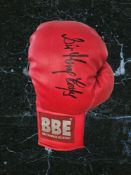 Sir Henry Cooper signed BBE Britannia red boxing glove. Sir Henry Cooper OBE KSG (3 May 1934 - 1 May