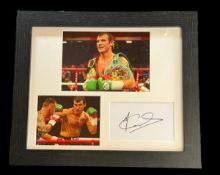 Joe Calzaghe 14x12 inch framed and mounted signature piece includes signed white card and two