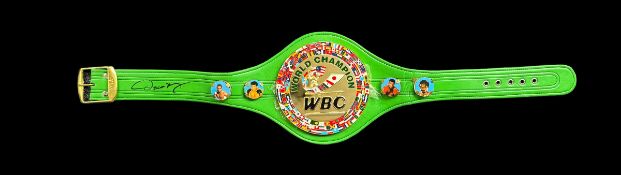 Oscar de la Hoya signed replica WBC belt. Good condition. All autographs come with a Certificate