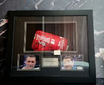 Klitschko brothers signed red Lonsdale boxing glove in 24x20x5 inch box display. Good condition. All