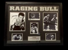 Jake LaMotta 31x24 inch approx framed and mounted signed photo display includes signed photo, 5