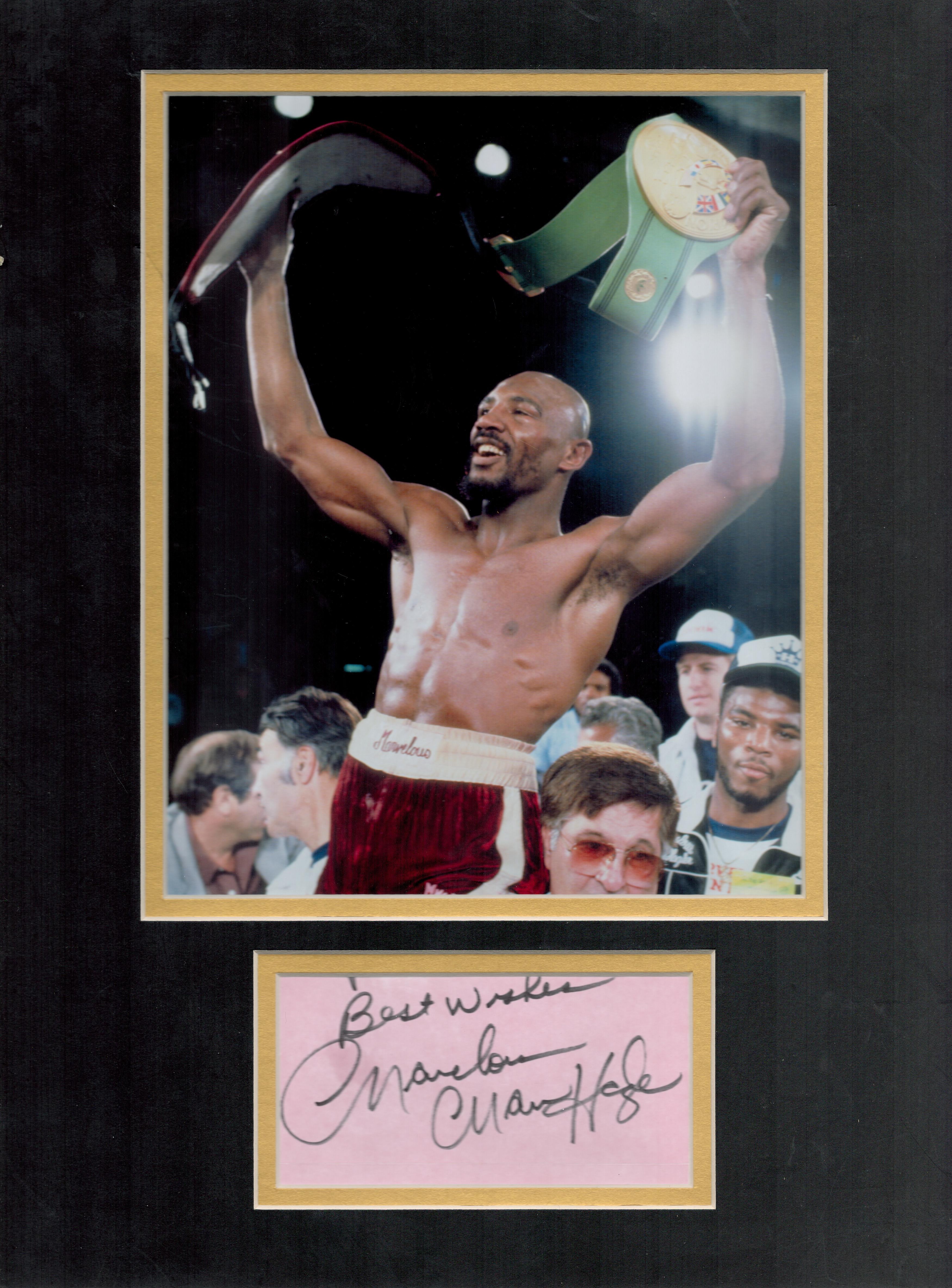 Marvelous Marvin Hagler 16x12 inch overall mounted signature piece includes signed album page and