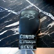 Conor Benn signed black personalised The Destroyer boxing glove. Conor Nigel Benn (born 28 September