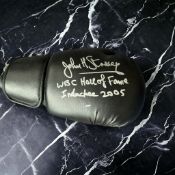 John H Stracey signed black 13oz boxing glove inscribed WBC Hall of Fame Inductee 2005. John Henry