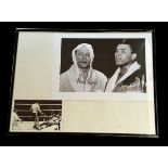 Henry Cooper and Muhammad Ali 16x12 inch overall framed black and white signature display. Good