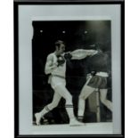 Chris Finnegan 10x8 inch overall framed and mounted black and white photo unsigned. Good