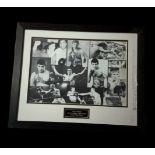 British Legends multi signed 22x18 inch overall framed and mounted montage black and white photo