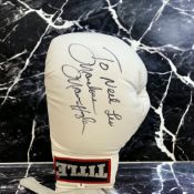Marvelous Marvin Hagler signed white Title 8oz boxing glove. Marvelous Marvin Hagler (born Marvin