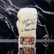 Vitali Klitschko and Wladimir Klitschko signed white contender boxing glove. Vitali Klitschko (