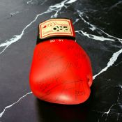 British legends Pro Tec multi signed red boxing glove includes 12 fantastic signatures sauch as
