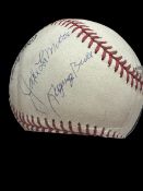 Jake LaMotta signed baseball in display case. (July 10, 1922 - September 19, 2017) was an American