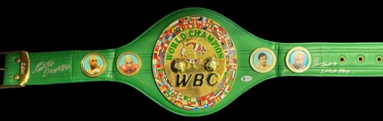 Iran Barkley and Roberto Duran signed WBC replica belt. Good condition. All autographs come with a