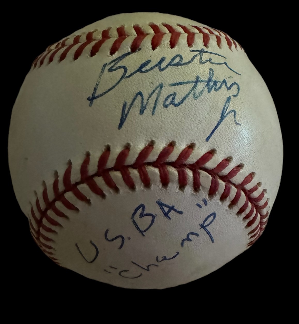 Buster Mathis Jr signed Baseball in display case. (born March 25, 1970) is an American former