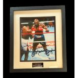 Marvelous Marvin Hagler signed 14x12 inch overall framed and mounted colour photo. Good condition.
