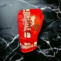 Sugar Ray Leonard and Roberto Duran signed red Lonsdale boxing glove. Ray Charles Leonard (born