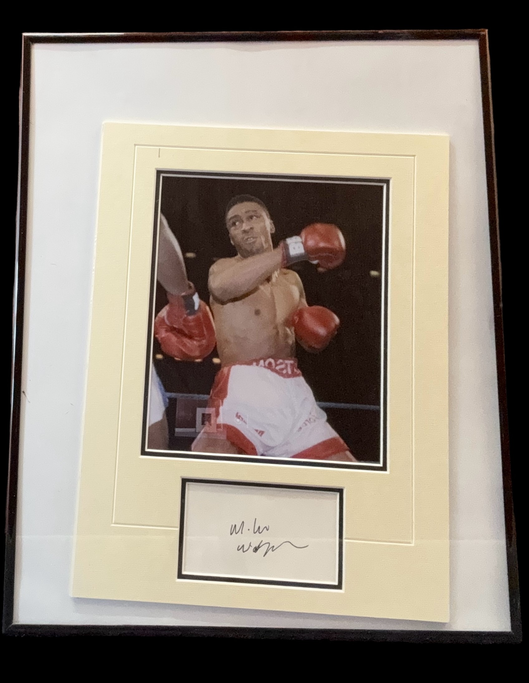 Michael Watson 20x16 inch framed and mounted signature piece includes signed white card and colour