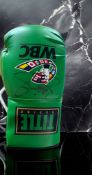 Manny Pacquiao signed green WBC Title boxing glove. Filipino politician and former professional