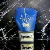 Joe Bugner signed blue Lonsdale 16oz boxing glove. Good condition. All autographs come with a