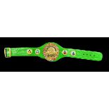 Mike Tyson signed replica belt. Good condition. All autographs come with a Certificate of