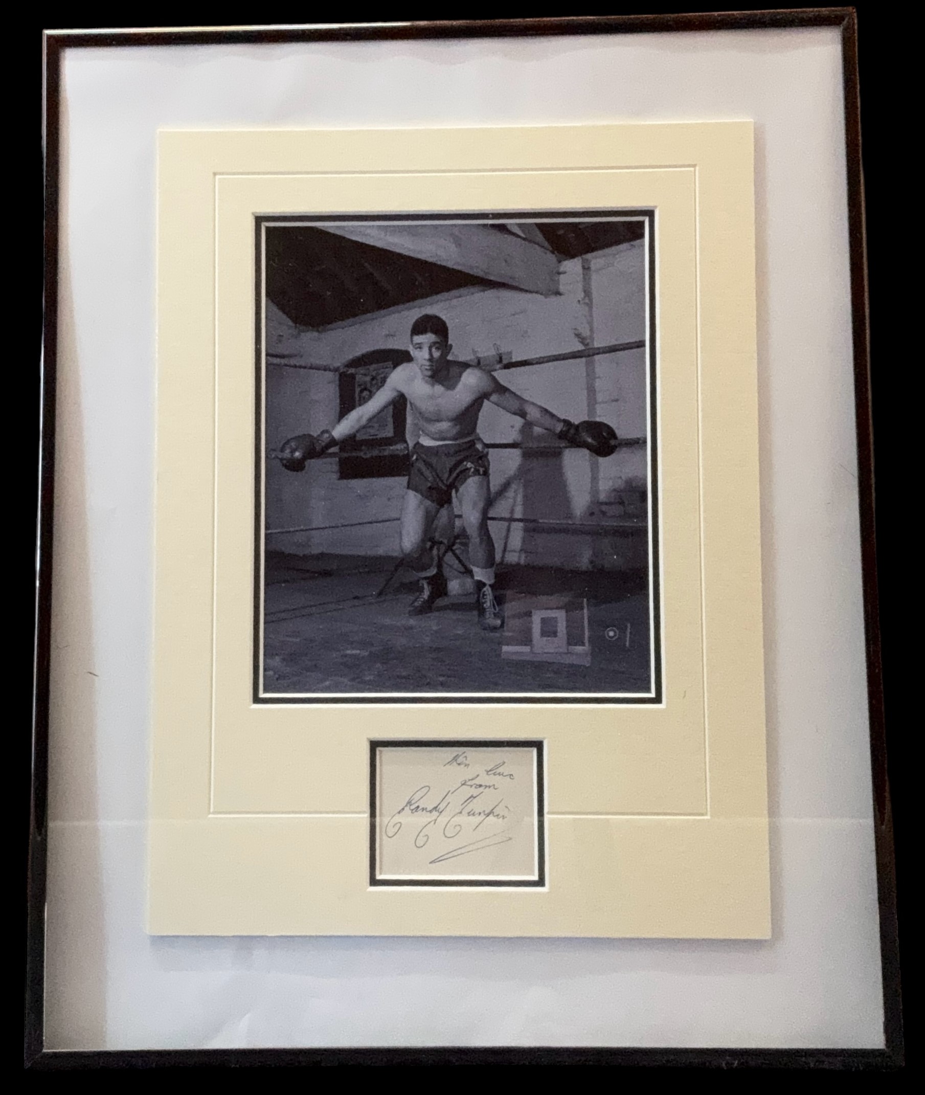 Randolph Turpin 20x16 inch framed and mounted signature piece includes signed album page and vintage