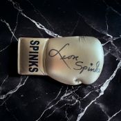 Leon Spinks signed gold personalised boxing glove. Leon Spinks (July 11, 1953 - February 5, 2021)