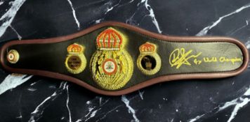 Carl The Cobra Froch signed WBC mini replica belt. Good condition. All autographs come with a