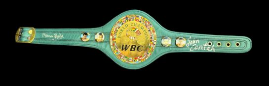 John Conteh and Morris Hope signed World Champion mini replica belt. Good condition. All