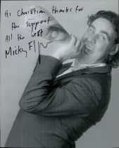 Micky Flanagan signed 10x8 inch black and white photo dedicated. Good condition. All autographs come