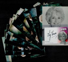 Liz Fraser collection 13 assorted items includes signed Avenger card black and white promo photo and