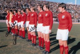 Autographed ENGLAND 12 x 8 Photo : Col, depicting England players lining up shoulder to shoulder