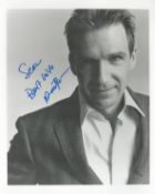Ralph Fiennes signed black and white photo. Dedicated. Measures 8"x10" appx. Good condition. All