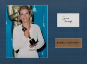 Emma Thompson 16x12 inch overall mounted signature piece includes signed white card and colour