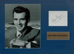 Sir Dirk Bogarde 16x12 inch mounted signature piece includes signed white card and black and white