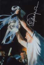 Autographed STEVE PERRYMAN 12 x 8 Photo : Col, depicting Tottenham captain STEVE PERRYMAN holding